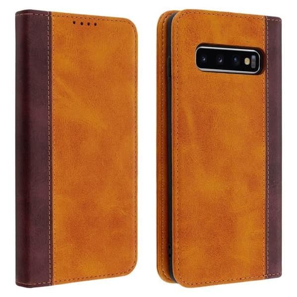 Housse Galaxy S10 Plus - AVIZAR - Etui Folio - Ekologiskt läder - Korthållare - Stöd funktion