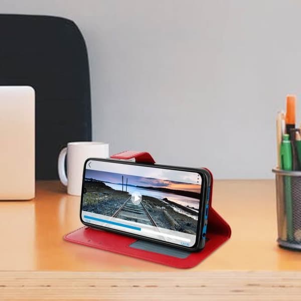 Hus - Huawei - P30 - Eco-läder - Plånbok - Videostöd - Röd