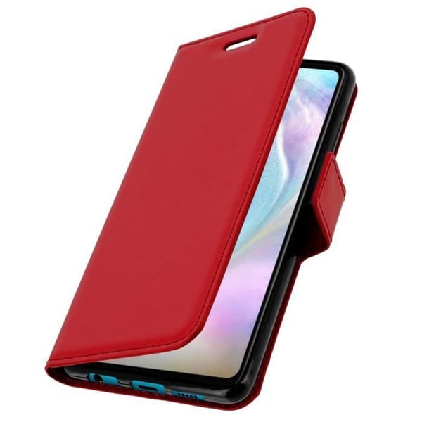 Hus - Huawei - P30 - Eco-läder - Plånbok - Videostöd - Röd