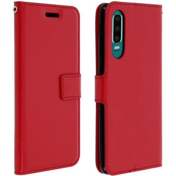 Hus - Huawei - P30 - Eco-läder - Plånbok - Videostöd - Röd