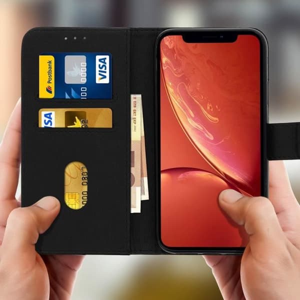 Housse iPhone XR - Apple - Etui Clapet - Svart - Silikon gel - Videostöd