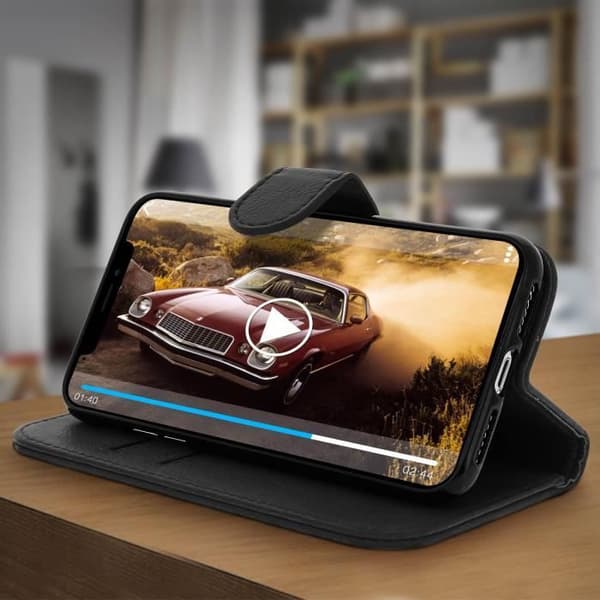 Housse iPhone XR - Apple - Etui Clapet - Svart - Silikon gel - Videostöd