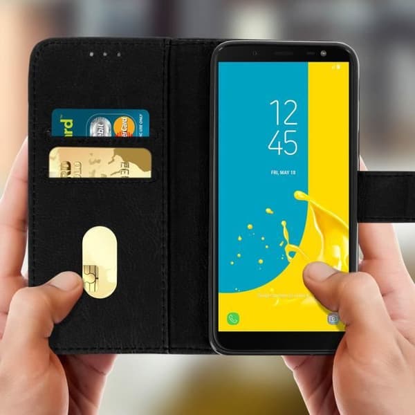 Fodral för Samsung Galaxy J6 - Svart - Silikongel - Stödfunktion - Magnetisk - Mjuk