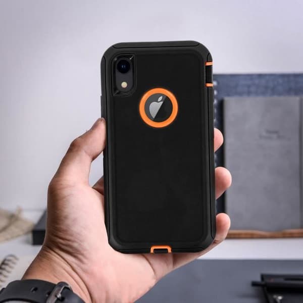 iPhone XR-fodral - Hårda skydd - Flera lager - Stötsäker - Svart/Orange - Ultrarobust