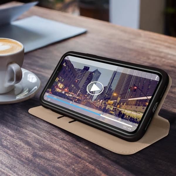 iPhone 11 Fodral - AVIZAR - Folio Wallet Fodral - Ekologiskt läder - Stativfunktion - Gul