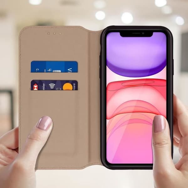 iPhone 11 Fodral - AVIZAR - Folio Wallet Fodral - Ekologiskt läder - Stativfunktion - Gul