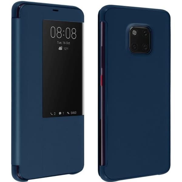 Hus - Huawei - Mate 20 Pro - Hård Skal - Stort Fönster - Mörkblå