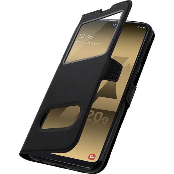 Housse för Samsung Galaxy A20e - AVIZAR - Dubbel Fönster Skydd - Ställfunktion - Svart
