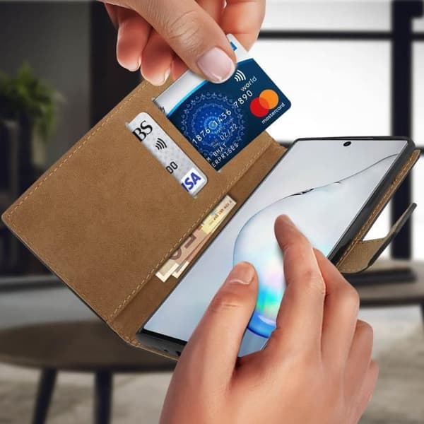 Hölster - AVIZAR - Galaxy Note 10 Plus - Äkta läder - Stötsäker - Videostöd