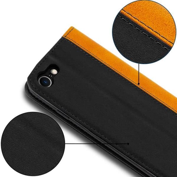 iPhone 7 och 8-fodral - AVIZAR - Folio-fodral - Ekologisk läder - Kortfack - Stödfunktion svart