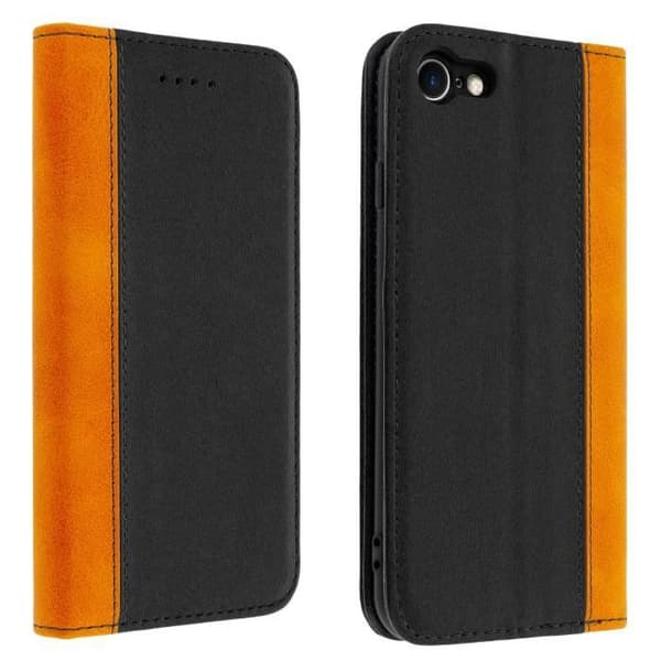 iPhone 7 och 8-fodral - AVIZAR - Folio-fodral - Ekologisk läder - Kortfack - Stödfunktion svart