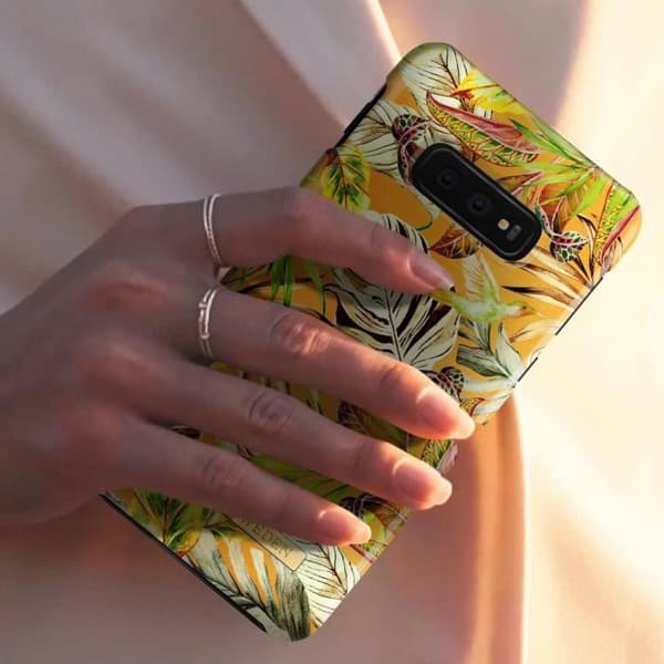 Fodral - IDEAL OF SWEDEN - Samsung Galaxy S10e - Mango Jungle - Resistant - Orange