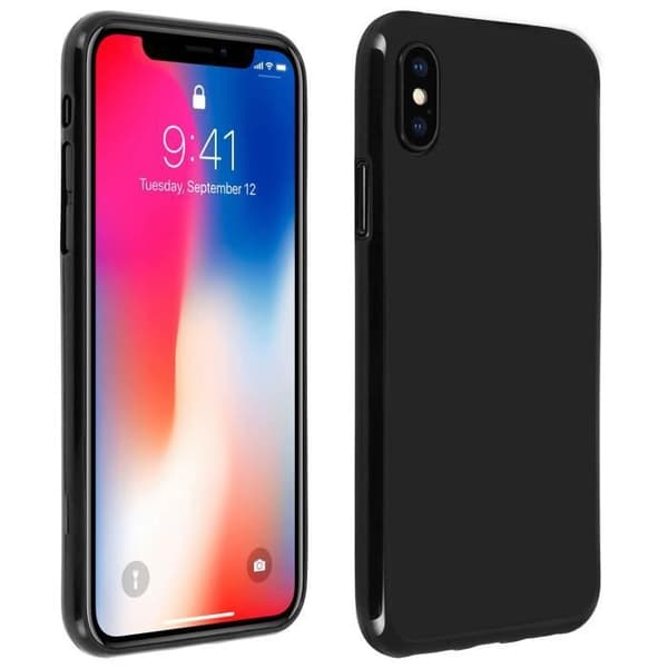 Coque iPhone X / XS - AVIZAR - Svart - Oflexibelt gel-silikon - Matt och blank finish - Klassisk