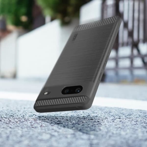Google Pixel 7 Fodral Soft Carbon Effect Borstad metall MOFI svart