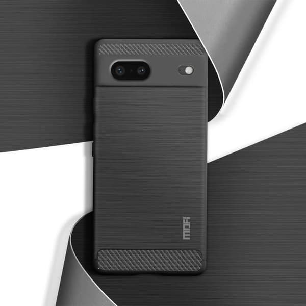 Google Pixel 7 Fodral Soft Carbon Effect Borstad metall MOFI svart