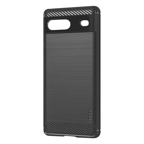 Google Pixel 7 Fodral Soft Carbon Effect Borstad metall MOFI svart