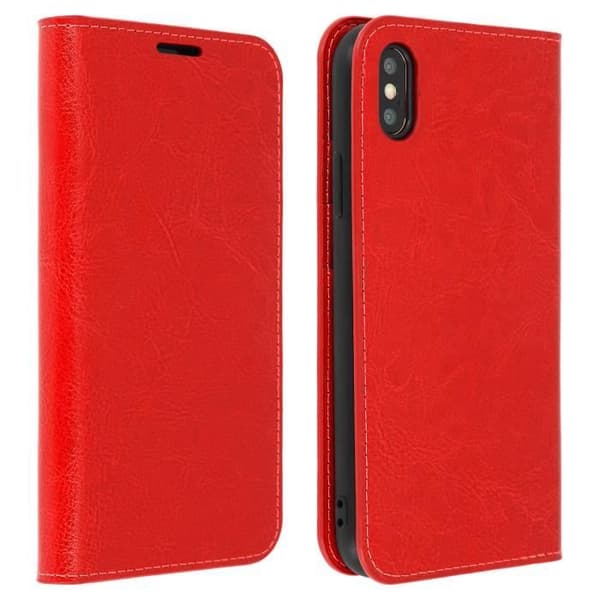 iPhone XS Max-fodral - Apple - Läderplånbok - Röd - Video Stöd - Heltäckande Skydd