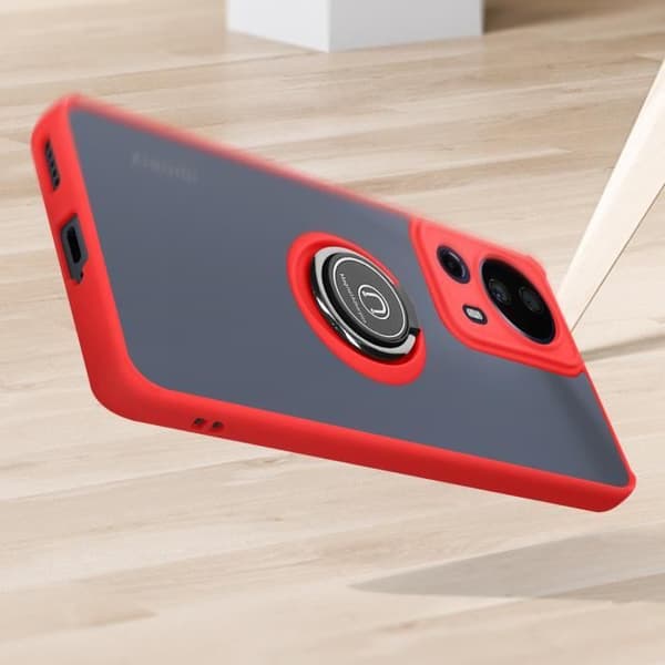 Fodral till Xiaomi 13 Lite - AVIZAR - Tvåmaterial Metal Ring Video Support - Röd