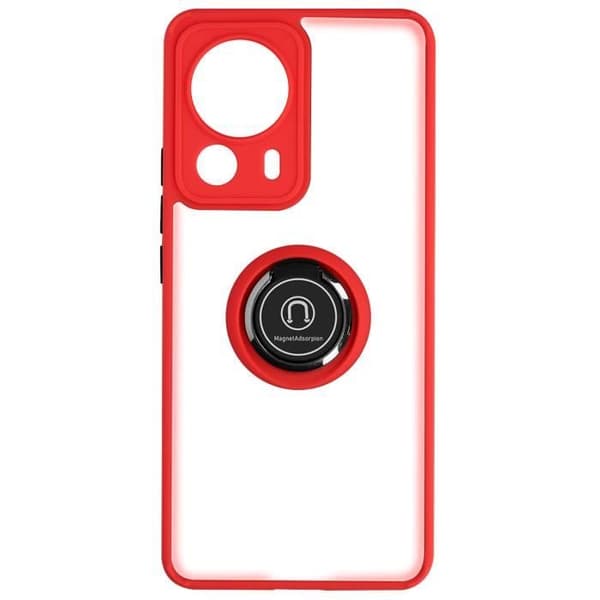 Fodral till Xiaomi 13 Lite - AVIZAR - Tvåmaterial Metal Ring Video Support - Röd