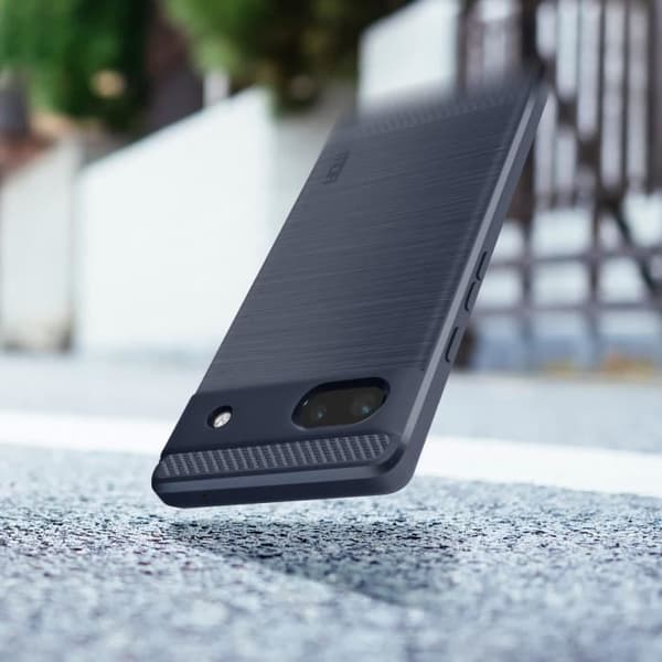 Coque - MOFI - Google Pixel 6a - Flexibel Förstärkt - Kolfiber Metallborstad Effekt - Mörknatt Blå