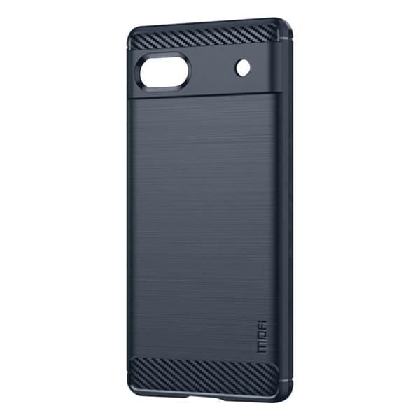 Coque - MOFI - Google Pixel 6a - Flexibel Förstärkt - Kolfiber Metallborstad Effekt - Mörknatt Blå