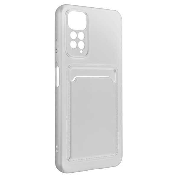 Fodral till Xiaomi Redmi Note 11 och 11s - AVIZAR - Tunn Vit - Mjuk silikon - Korthållare