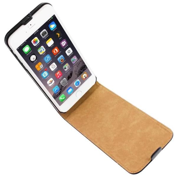 Mobilskal - Apple - iPhone 6 Plus - Syntetläder - Svart - Magnetisk stängning