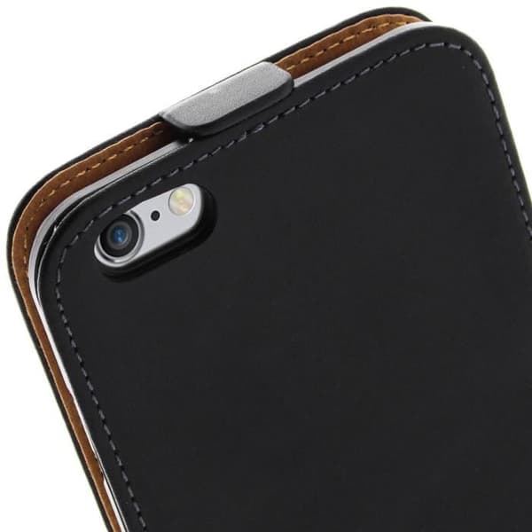 Mobilskal - Apple - iPhone 6 Plus - Syntetläder - Svart - Magnetisk stängning