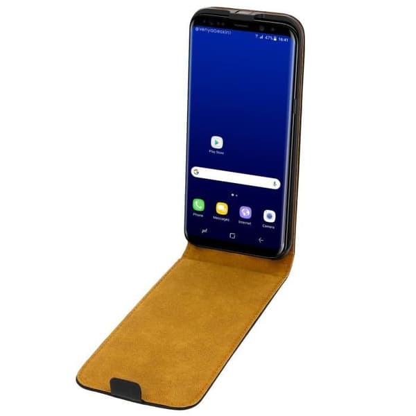 Housse för vertikalt lock i läder - AVIZAR - Samsung Galaxy S8 Plus - Hel skydd - Svart - Lock
