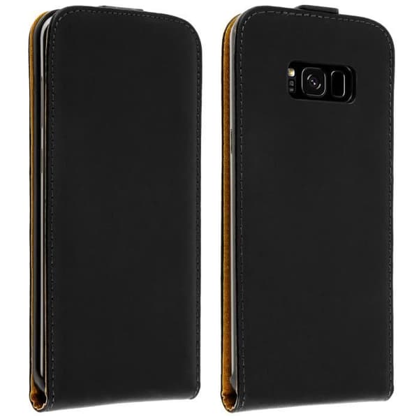 Housse för vertikalt lock i läder - AVIZAR - Samsung Galaxy S8 Plus - Hel skydd - Svart - Lock
