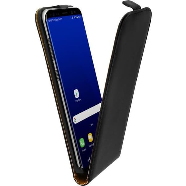 Housse för vertikalt lock i läder - AVIZAR - Samsung Galaxy S8 Plus - Hel skydd - Svart - Lock