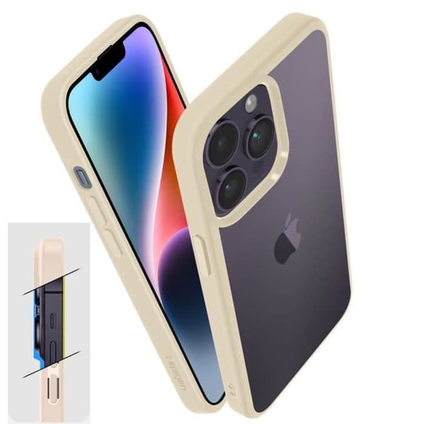 Spigen iPhone 14 Pro Max Clear Outline Beige Stötsäkert Ultra Hybrid-fodral