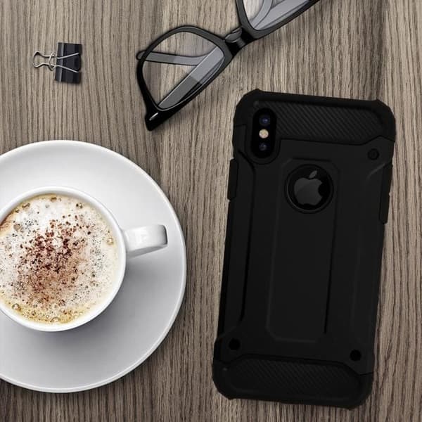 iPhone X / XS-fodral - Defender II - Stötsäker - Svart - Skydd 1,80m - Mjuk