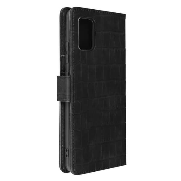 Fodral till Samsung Galaxy A51 - AVIZAR - Krokodileffekt - Plånbok - Videostöd - Svart