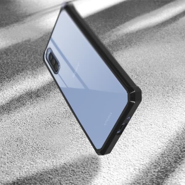 Sony Xperia 10 III Hårt fodral Förstärkta hörn Tunna Transparent Svart