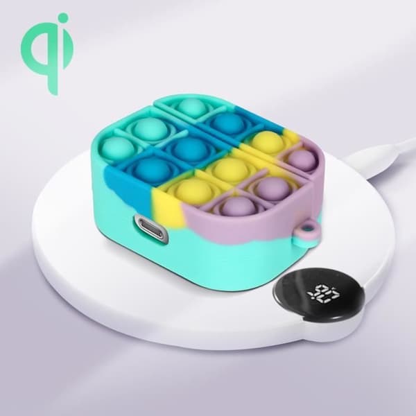 Airpods Pro Silikonfodral Bubble Pop Design 2 delar Flerfärgad