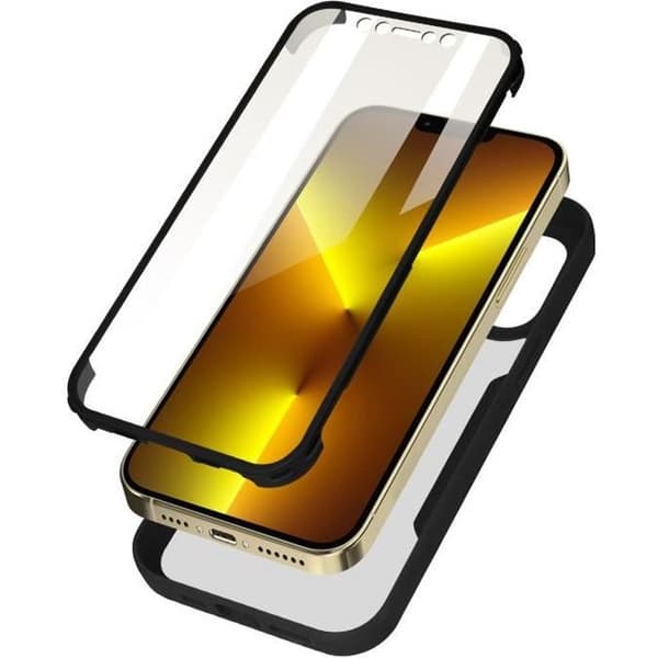 iPhone 13 Pro-fodral - AVIZAR - Dubbel Plexiglas - Framsidan Polymer - Förstärkta hörn - Svart