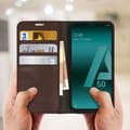 Miniatyrbild 3 av 4: Etui för Samsung Galaxy A50 - AVIZAR - Folio Läderfodral - Videostöd - Brun - Heltäckande Skydd