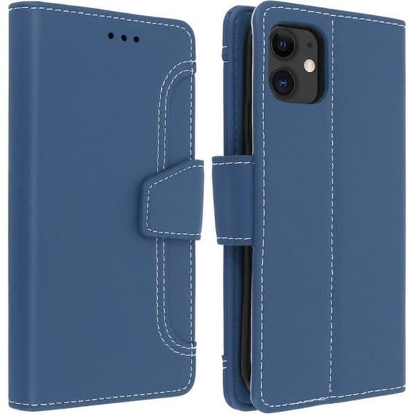 Hölje - AVIZAR - iPhone 11 - Ekoko läder - Stödfunktion - Blå färg