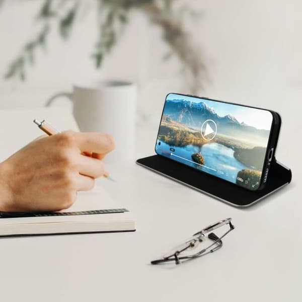 Fodral Folio - Xiaomi - Mi 10 / Mi 10 Pro - Ekoskinn - Videostöd - Svart