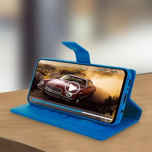 Hus för Samsung Galaxy A70 - AVIZAR - Plånboksfodral - Ekoskinn - Stöd Funktion - Blå