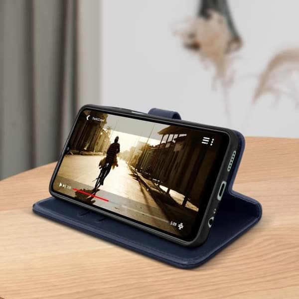Étui Galaxy A22 5G - AVIZAR - Chersterfield - Kortficka Stöd - Mörknatt