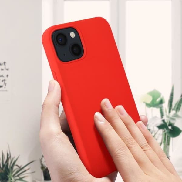 Skyddsskal - AVIZAR - iPhone 13 Mini - Halvstyvt silikon - Soft-touch finish - Röd