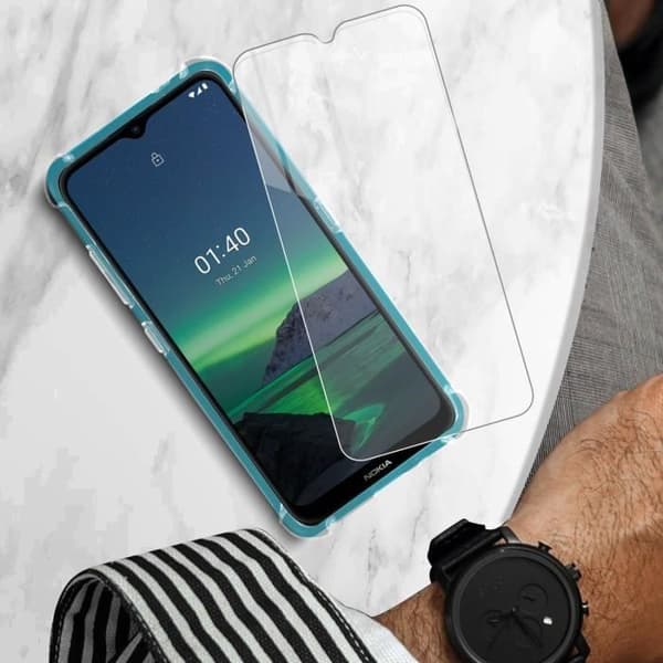 Nokia 1.4 Fodral + Film - AVIZAR - Mjukt fodral och genomskinligt härdat glas
