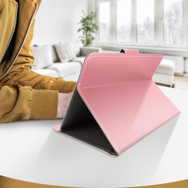 Housse Tablett - AVIZAR - Universell - Vintage Läder Effekt - Videostöd - Rosa
