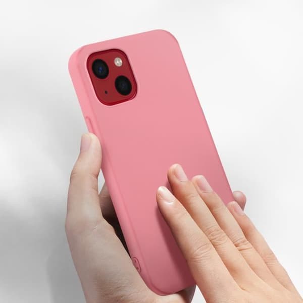 AVIZAR Skyddsfodral för iPhone 13 Mini - Halvstyv silikon - Rosa soft-touch finish