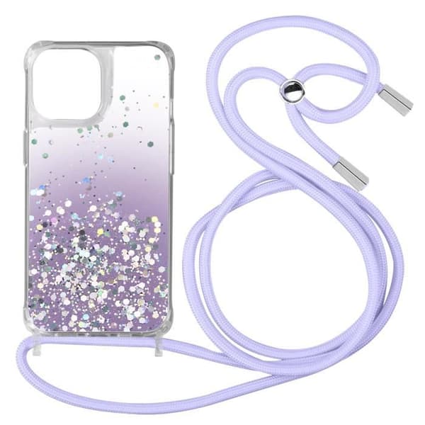 iPhone 11 Glitter Bakfodral med avtagbar rem - Lila Gradient - AVIZAR - Mjuk - Syntet - Blandat
