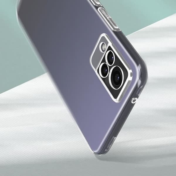 AVIZAR Skyddsfodral för Vivo V21 - Mjukt silikon och 9H härdat glas - Transparent Svart