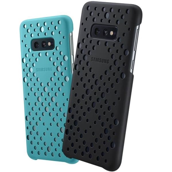 2x Galaxy S10e Fodral Design Perforerat styvt skydd Original Black Water Green