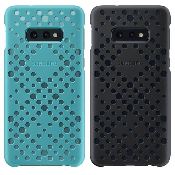 2x Galaxy S10e Fodral Design Perforerat styvt skydd Original Black Water Green